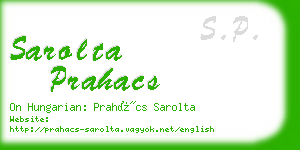 sarolta prahacs business card